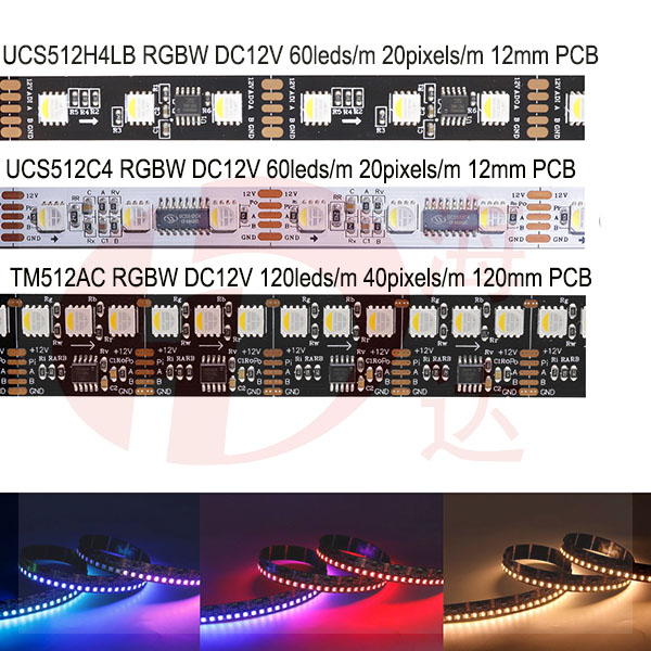 DMX512 RGBW 12VDC Addressable LED Strip UCS512H4LB UCS512C4 TM512AC 120leds 60leds dmx rgbw led tape