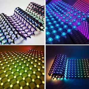 Transparent DMX512 SPI DC24V 24V RGB RGBW Artnet removable LED Mesh Grid Matrix Screen 30/40/50/60/80/100/200mm Pixel Pitch